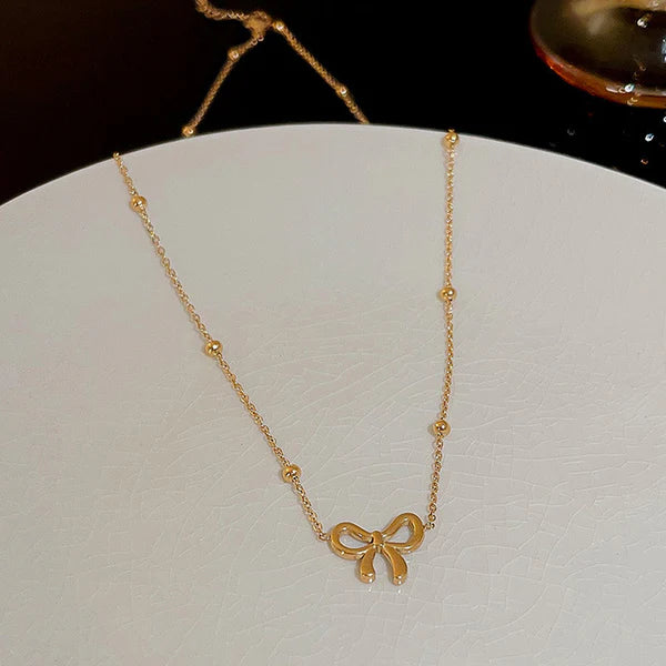Gold-Plated Anti Tarnish Infinity Bow Pendant