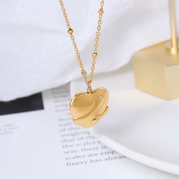 Gold-Plated Anti Tarnish Heart Hug Pendant
