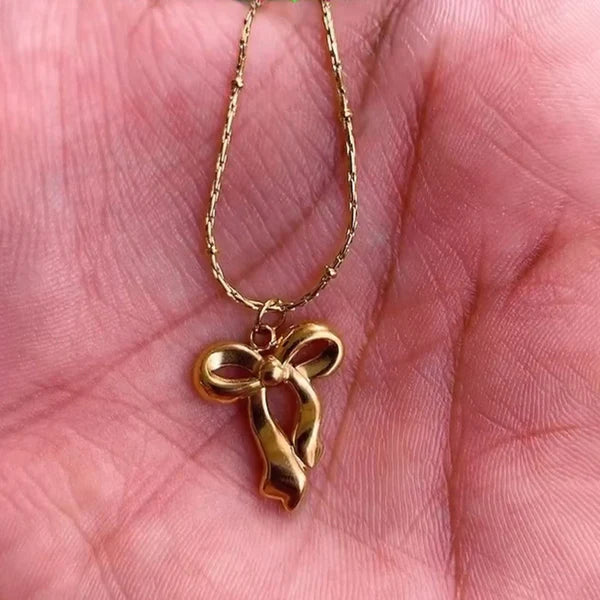 Gold-Plated Anti Tarnish Infinity Bow Pendant 2