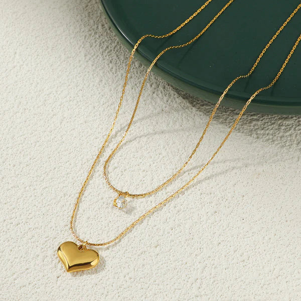 Gold-Plated Anti Tarnish Heart Themed Layered Pendant