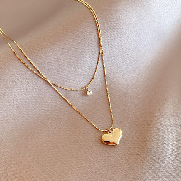 Gold-Plated Anti Tarnish Heart Themed Layered Pendant