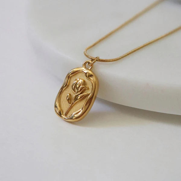 Gold Plated  Anti Tarnish Rose Themed Pendant