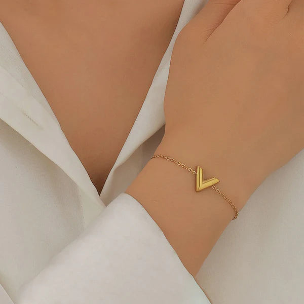 Gold Plated Stainless Steel Anti Tarnish V-Shaped Wraparound Bracelet For Women